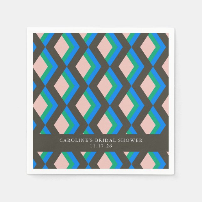 Modern Geometric Blue Green Custom Brautparty Serviette (Vorderseite)