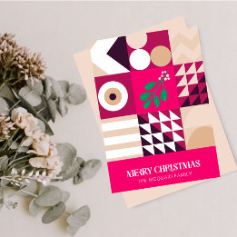 Modern Geometric Burgundy Pink Weihnachten