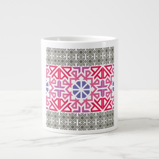 Modern Geometric colorful Boho Pattern Jumbo-Tasse (Vorderseite)