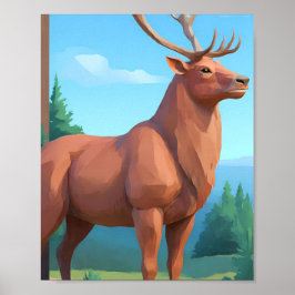Modern Geometric Design: Low Poly Reindeer Poster