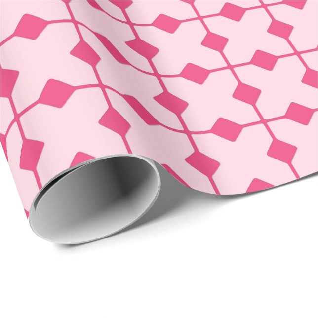 Modern Geometric, Diamonds - Erdbeerrosa Geschenkpapier (Rolleneckpunkt)