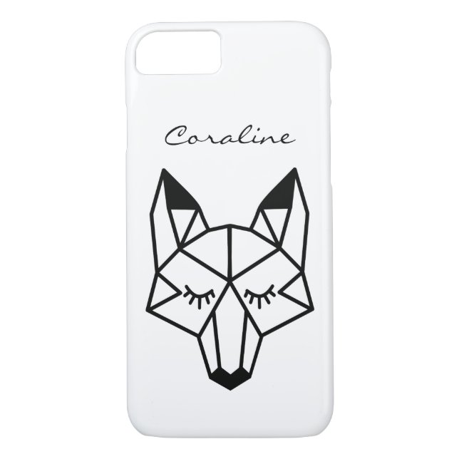 Modern Geometric Fox & Script Name Case-Mate iPhone Hülle (Rückseite)