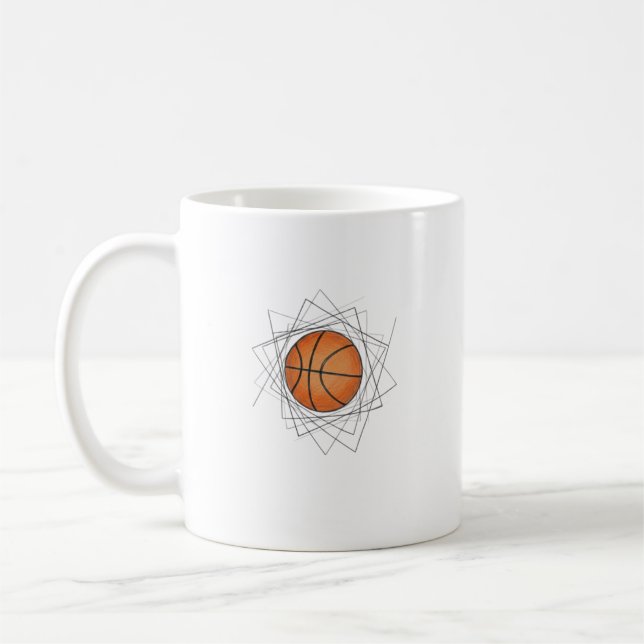 Modern Geometric Frame Basketball Art Mug Kaffeetasse (Links)
