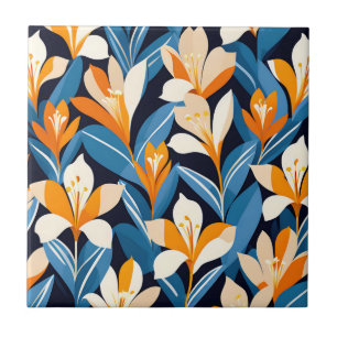 Modern Geometric Freesia Blume Pattern Fliese