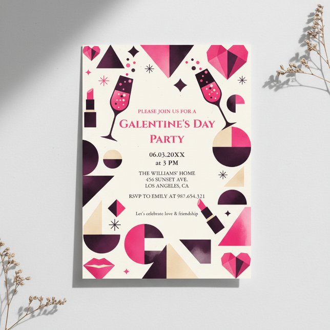 Modern Geometric Galentine's Invitation Einladung (Von Creator hochgeladen)