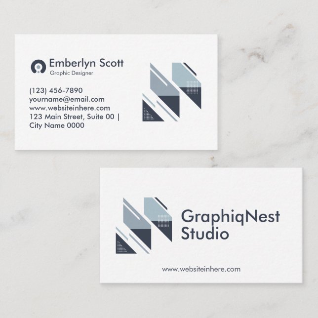 Modern Geometric Gray White Minimalist Aesthetic  Visitenkarte (Vorne/Hinten)