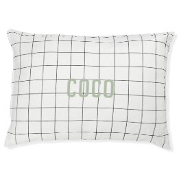 Modern Geometric Grid Pattern Sage Green Haustierbett