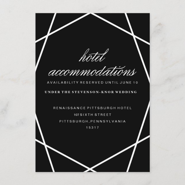 Modern Geometric Hotel Card Begleitkarte (Vorderseite)