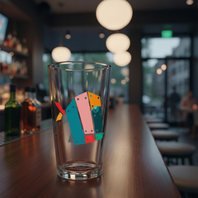 Modern Geometric Industrial Art Beer Glass Glas (Von Creator hochgeladen)