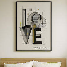 Modern Geometric LOVE Typography Abstract Art