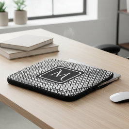 Modern Geometric Monogram Black White Laptopschutzhülle