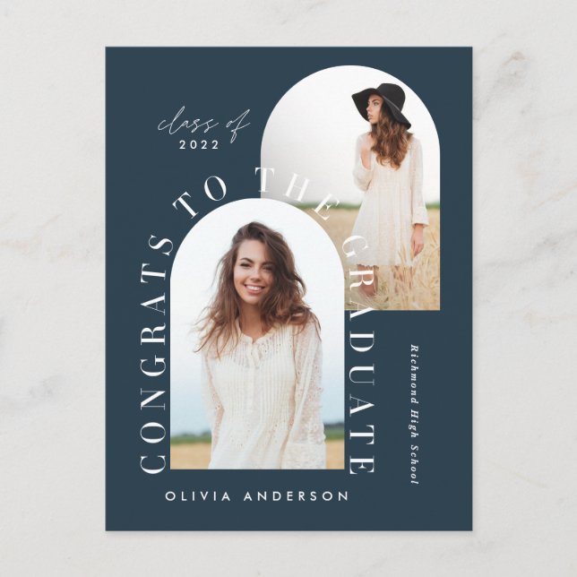 Modern geometric multi photo arch graduation  post postkarte (Vorderseite)