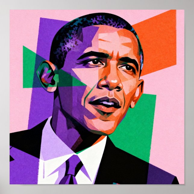 Modern Geometric Portrait of Barack Obama Poster (Vorne)