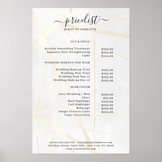 Modern Geometric Price List Poster (Vorne)
