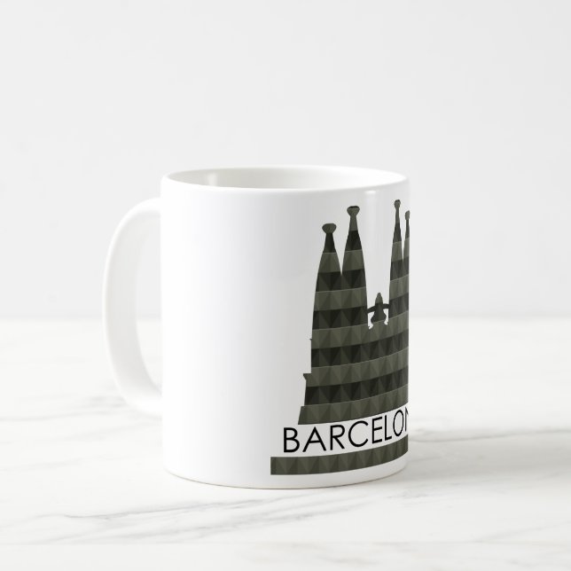Modern Geometric Sagrada Familia Barcelona Skyline Kaffeetasse (Vorderseite Links)