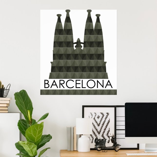 Modern Geometric Sagrada Familia Barcelona Skyline Poster (Von Creator hochgeladen)