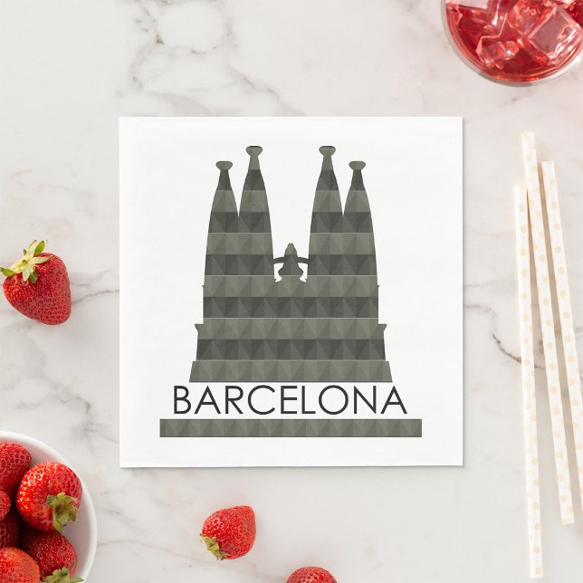 Modern Geometric Sagrada Familia Barcelona Skyline Serviette (Von Creator hochgeladen)