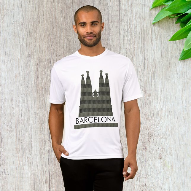 Modern Geometric Sagrada Familia Barcelona Skyline T-Shirt (Von Creator hochgeladen)