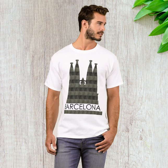 Modern Geometric Sagrada Familia Barcelona Skyline T-Shirt (Von Creator hochgeladen)