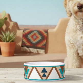 Modern Geometric Southwest Style Ceramic Pet Bowl Napf