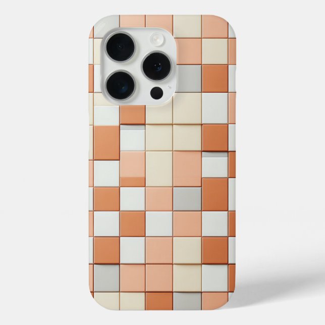 Modern Geometric Square Case - Terracotta, Cream  (Rückseite)