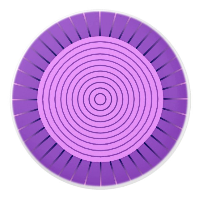 Modern Geometric Sunburst - Amethyst Lila Keramikknauf (Vorderseite)