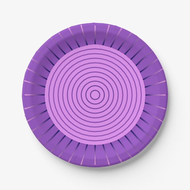 Modern Geometric Sunburst - Amethyst Lila Pappteller (Vorderseite)