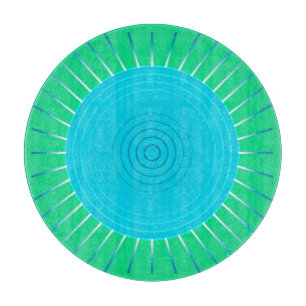 Modern Geometric Sunburst - Blau und Jade Grün Schneidebrett