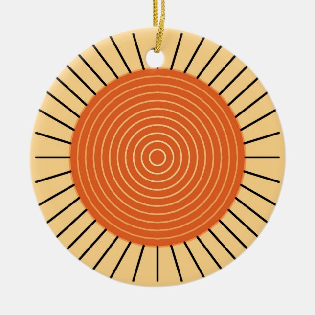 Modern Geometric Sunburst - Mandarin Orange Keramikornament (Vorne)