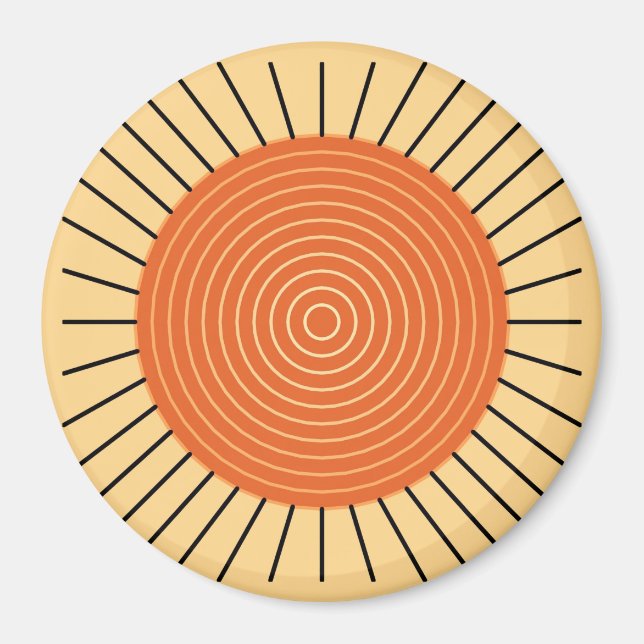 Modern Geometric Sunburst - Mandarin Orange Magnet (Vorne)