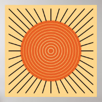 Modern Geometric Sunburst - Mandarin Orange