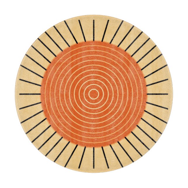 Modern Geometric Sunburst - Mandarin Orange Schneidebrett (Vorderseite)
