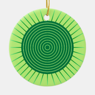 Modern Geometric Sunburst - Smaragdgrün und Limon Keramikornament