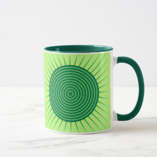 Modern Geometric Sunburst - Smaragdgrün und Limon Tasse