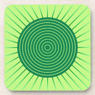 Modern Geometric Sunburst - Smaragdgrün und Limon Untersetzer