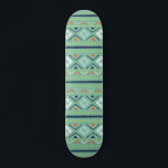 Modern Geometric Tribal Green Blue Pattern Skateboard<br><div class="desc">Modern Geometric Tribal Green Blue Pattern Skateboard features a colorful geometric pattern in green,  blue,  orange and white. Designed by ©Evco Studio www.zazzle.com/store/evcostudio</div>