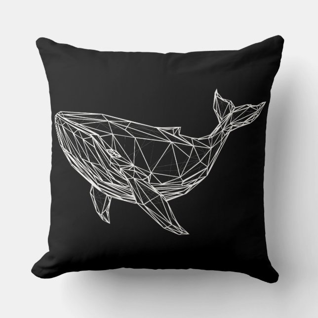 Modern Geometric Whale Throw Pillow Kissen (Vorderseite)