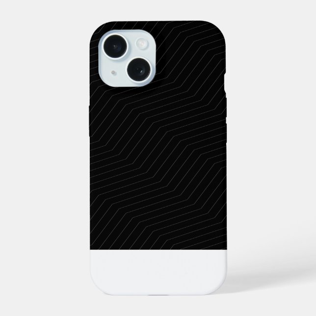 Modern Geometric Zig Zag Pattern Black & White iPhone 15 Hülle (Rückseite)