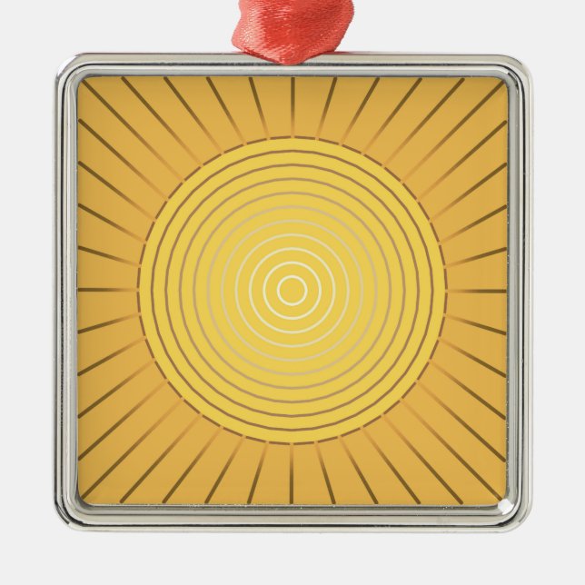 Modern geometrisch Sunburst - Mustard Gold / Gelb Ornament Aus Metall (Vorne)