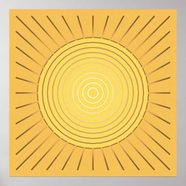Modern geometrisch Sunburst - Mustard Gold / Gelb Poster (Vorne)