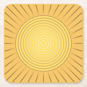 Modern geometrisch Sunburst - Mustard Gold / Gelb Rechteckiger Pappuntersetzer