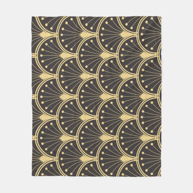 Modern geometrische, goldgedeckte Fliesen Fleecedecke (Vorderseite)