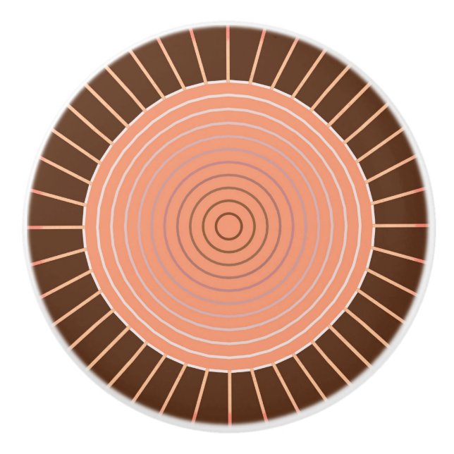 Modern geometrische Sonnenburst - Pfirsich und Bra Keramikknauf (Vorderseite)