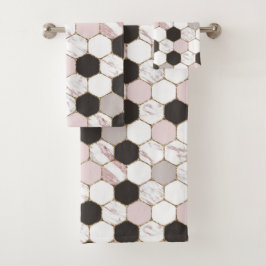 Modern geometrisches Marble Hexagon-Muster Badhandtuch Set
