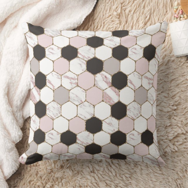 Modern geometrisches Marble Hexagon-Muster Kissen (Decke)