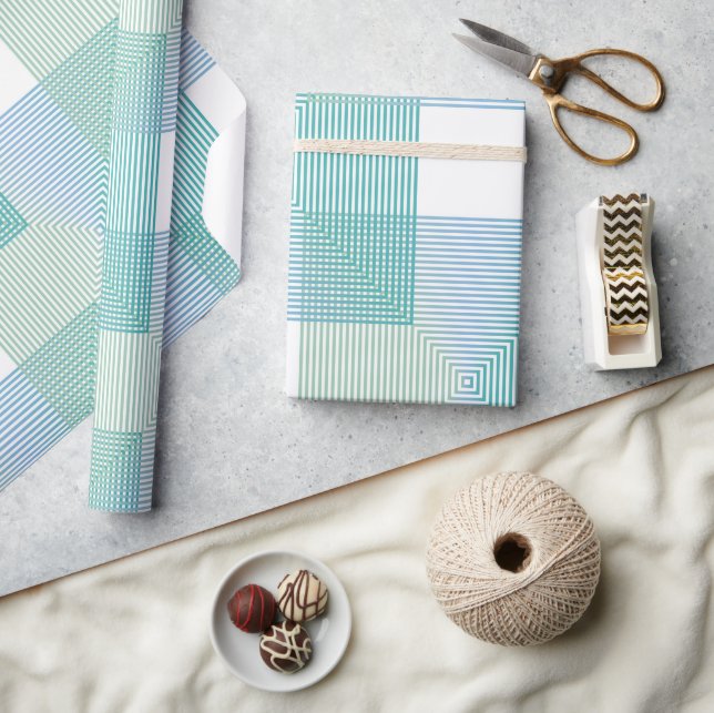 Modern geometrisches Umschlagpapier - Blau und Grü Geschenkpapier (Kunsthandwerk)