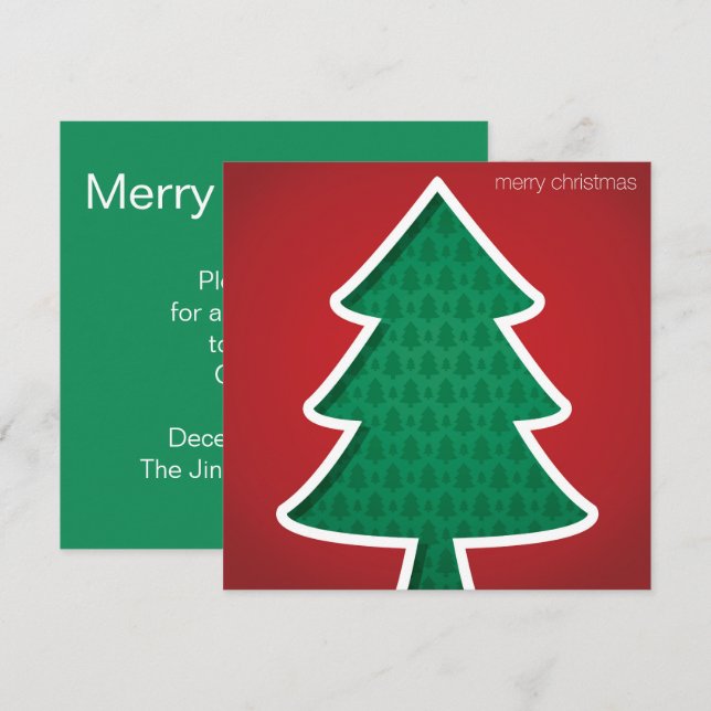Modern geschnittener Baum Einladung (Vorne/Hinten)