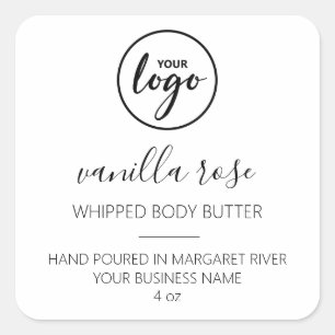 Modern gestaltete Schriftart-Logo-Labels mit weiße Quadratischer Aufkleber