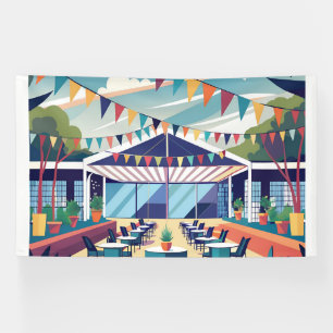 modern gestalteter Veranstaltungsort-mit-bunting-B Banner