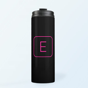 Modern gestaltetes Anfangsmonogramm Rosa & Schwa Thermosbecher